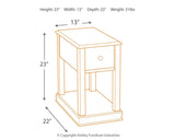 Breegin Brown Chairside End Table dimensional drawing