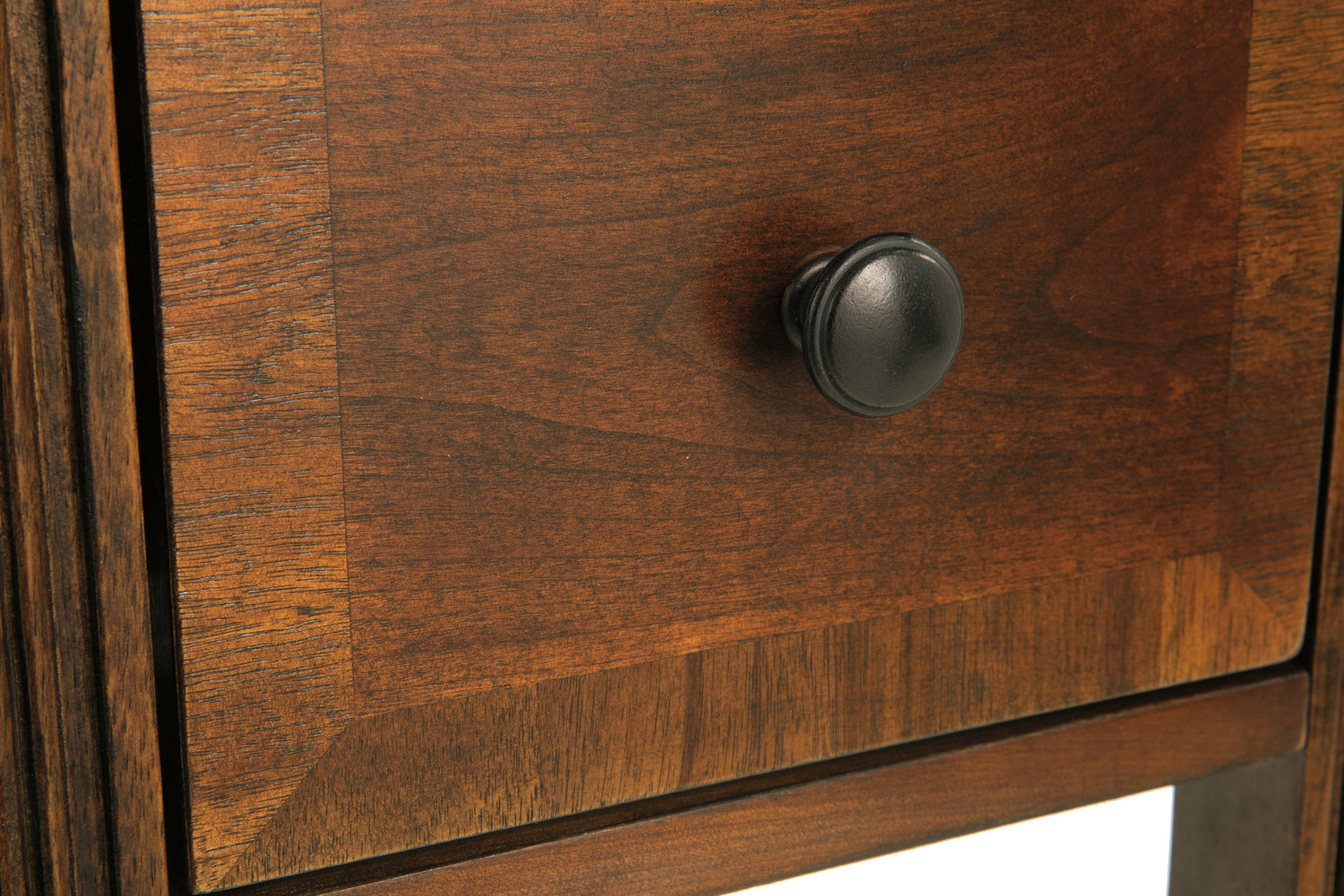 Breegin Brown Chairside End Table drawer tray detail