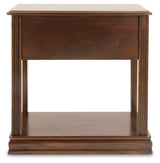 Breegin Brown Chairside End Table side angle