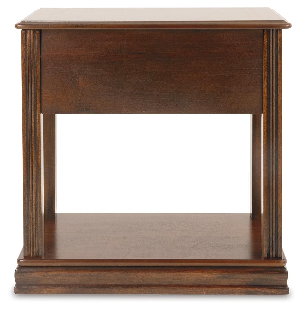 Breegin Brown Chairside End Table alternate side view