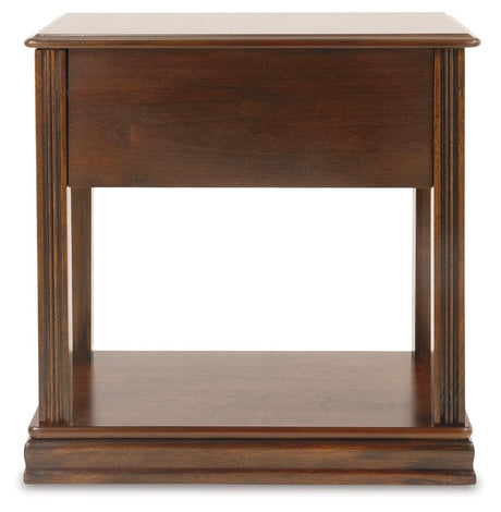 Breegin Brown Chairside End Table alternate side view