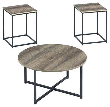 Wadeworth Two-Tone Table Set arranged in modern living room