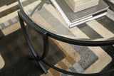 Close-up detail of Tarrin Black table metal frame