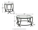 Dimensions diagram for Tarrin Black table set