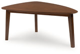 Lyncott Medium Brown Wood Coffee Table angled view from side