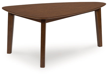 Lyncott Medium Brown Wood Coffee Table top angle