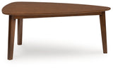 Lyncott Medium Brown Wood Coffee Table head-on view