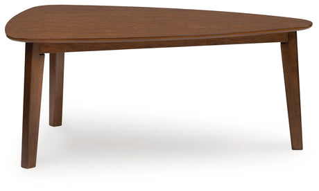 Lyncott Medium Brown Wood Coffee Table head-on view