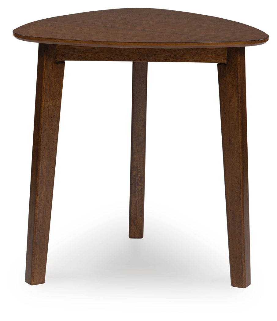 Lyncott Medium Brown Wood End Table head-on view