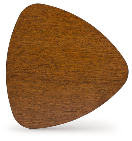 Lyncott Medium Brown Wood End Table top view