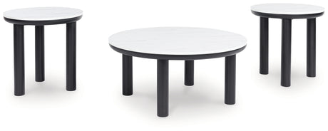 Xandrum round accent table set assembled room setting