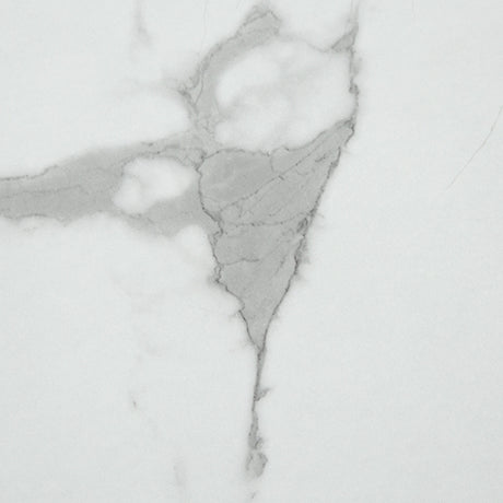 Close-up of faux Carrara marble laminate tabletop finish
