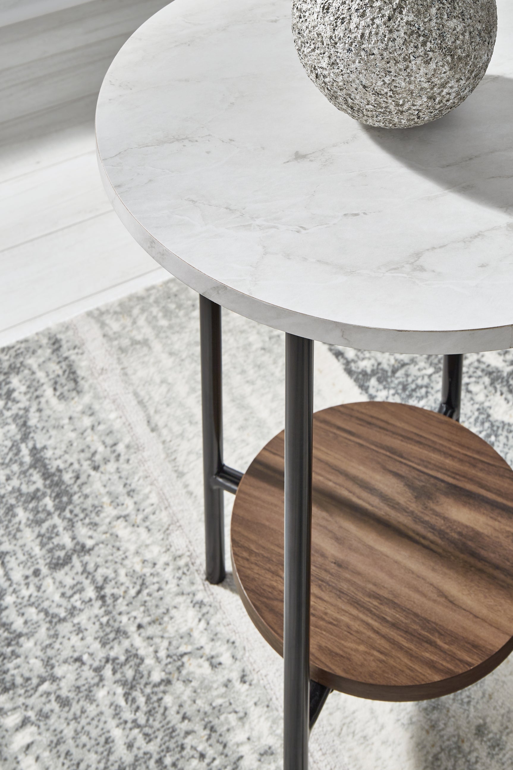 Close-up of end table frame and shelf detail
