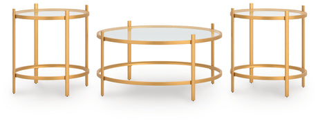 Angle view of Pearlox Gold metal frame and glass top table set