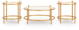 Front view of Pearlox Gold coffee and end tables