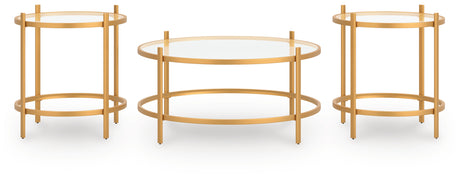 Front view of Pearlox Gold coffee and end tables