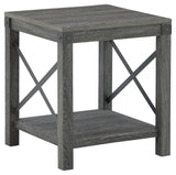 Freedan Grayish Brown End Table angled side view