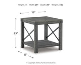 Freedan End Table dimensions diagram
