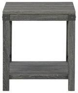 Freedan Grayish Brown End Table head-on view
