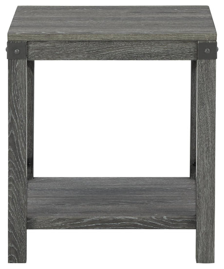 Freedan Grayish Brown End Table head-on view