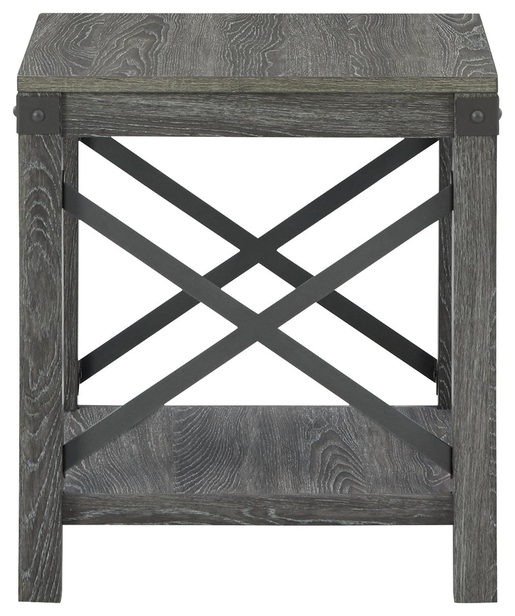 Freedan Grayish Brown End Table side detail