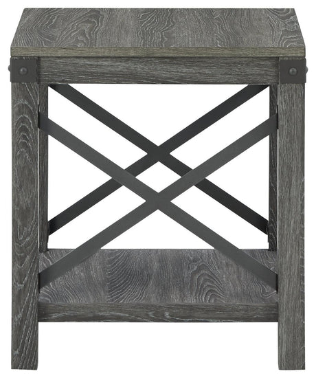 Freedan Grayish Brown End Table side detail