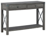 Freedan Grayish Brown sofa console table head-on view