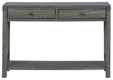 Side profile of Freedan Grayish Brown sofa console table