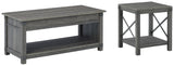 Matching Freedan grayish brown end table side view