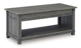 Angle view of Freedan coffee table with closed top