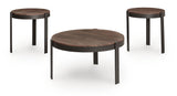 Horizon Hills Brown/Black Table (Set of 3) angled view