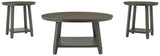Caitbrook Coffee Table and End Tables in Gray Finish