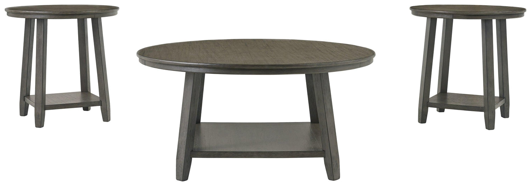 Caitbrook Coffee Table and End Tables in Gray Finish