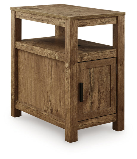 Side angle of Fendenmore Brown Chairside End Table