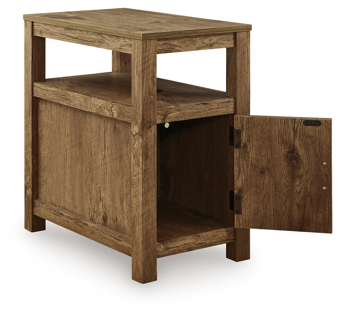 Open storage cabinet and display shelf interior view