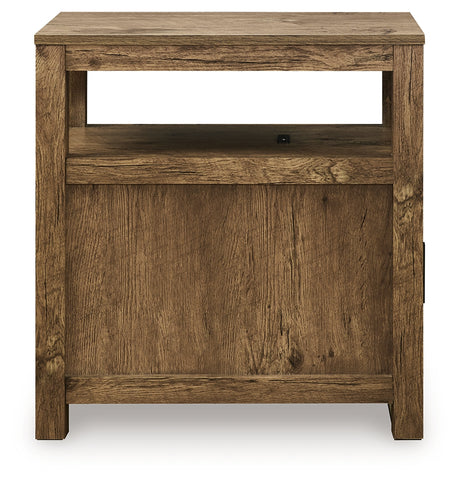 Side profile of Fendenmore Brown Chairside End Table