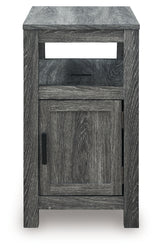 Head-on view of Fendenmore Chairside End Table in brown/gray finish