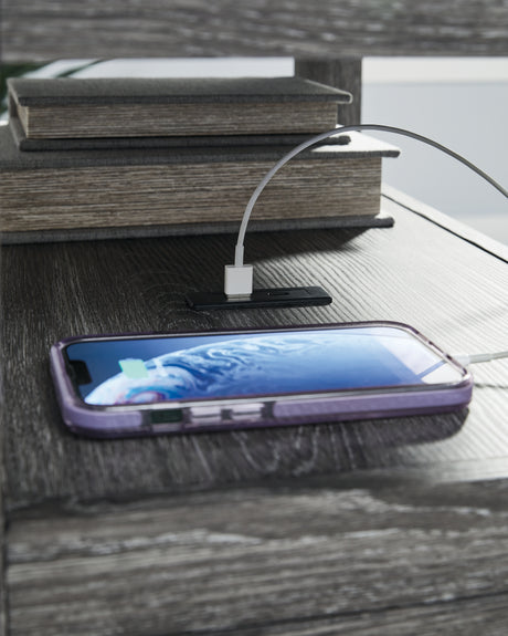 Detail of USB ports on Fendenmore End Table