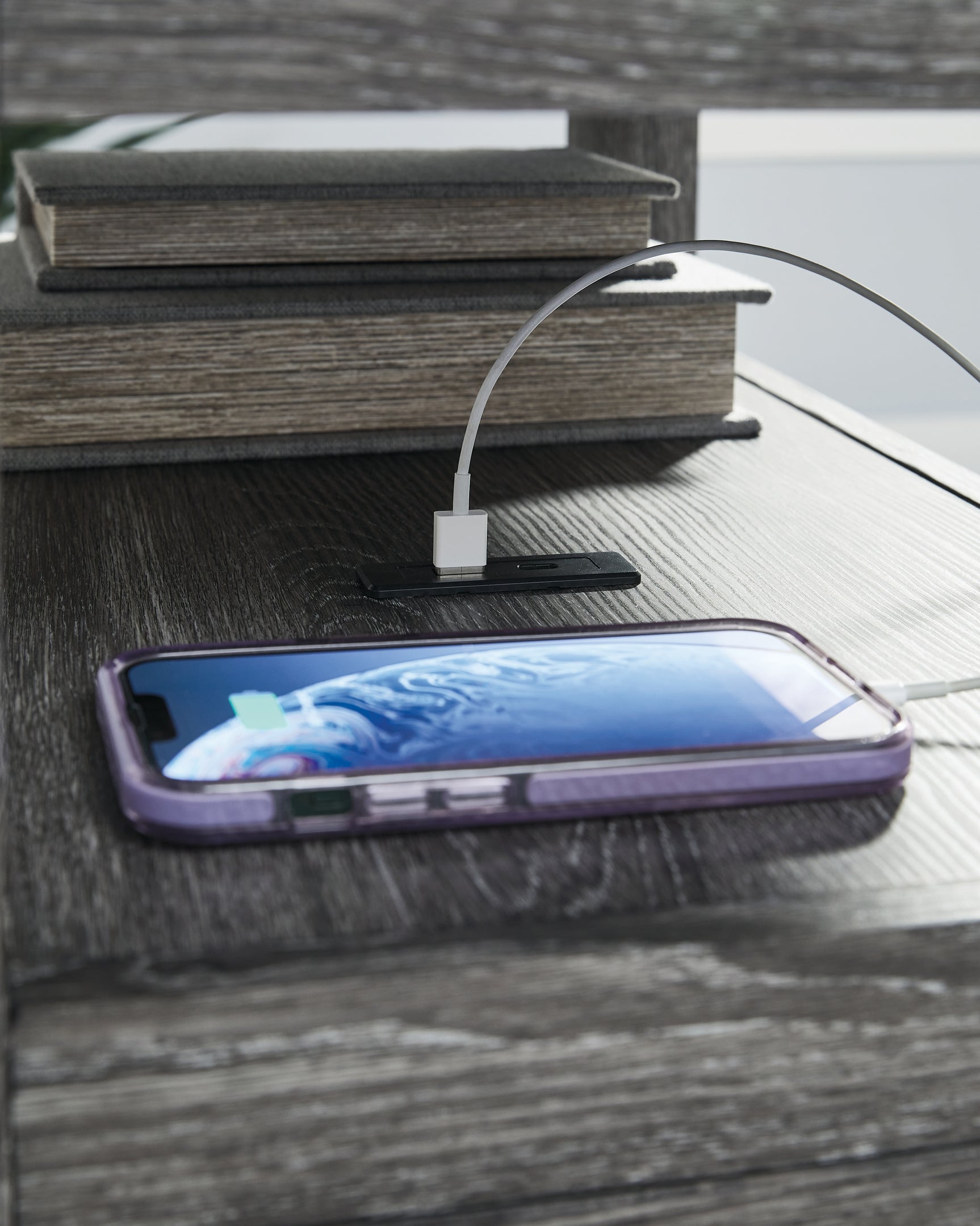 USB-A and USB-C charging ports detail on Fendenmore End Table