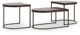 Vanmore coffee table front view with dark brown wood top