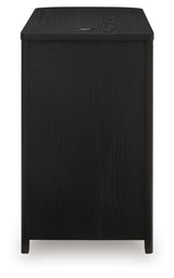Back view of the black chairside end table