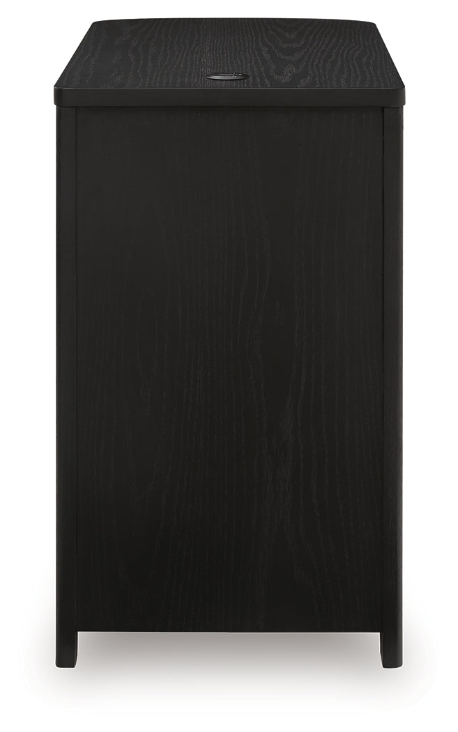 Back view of the black chairside end table