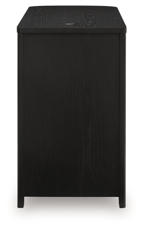Back view of the black chairside end table