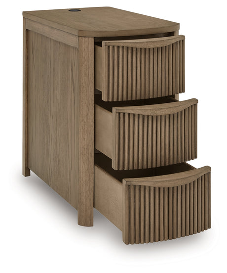 Camdill End Table drawers open showing storage space