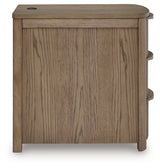 Side view of Camdill Light Brown Chairside End Table