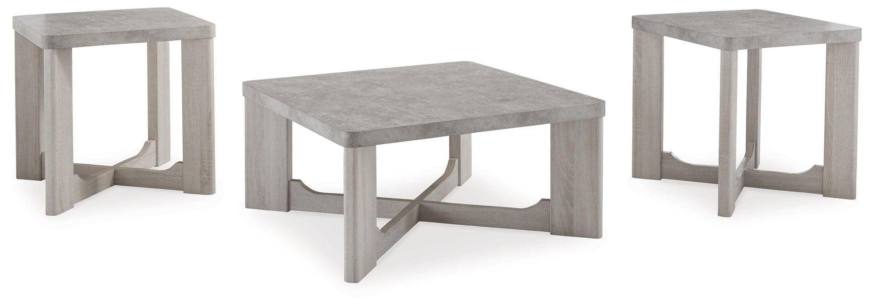 Garnilly Whitewash Table Set - side view of cocktail table
