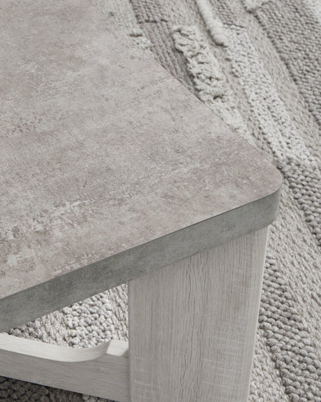 Garnilly Whitewash Cocktail Table - close detail of table top