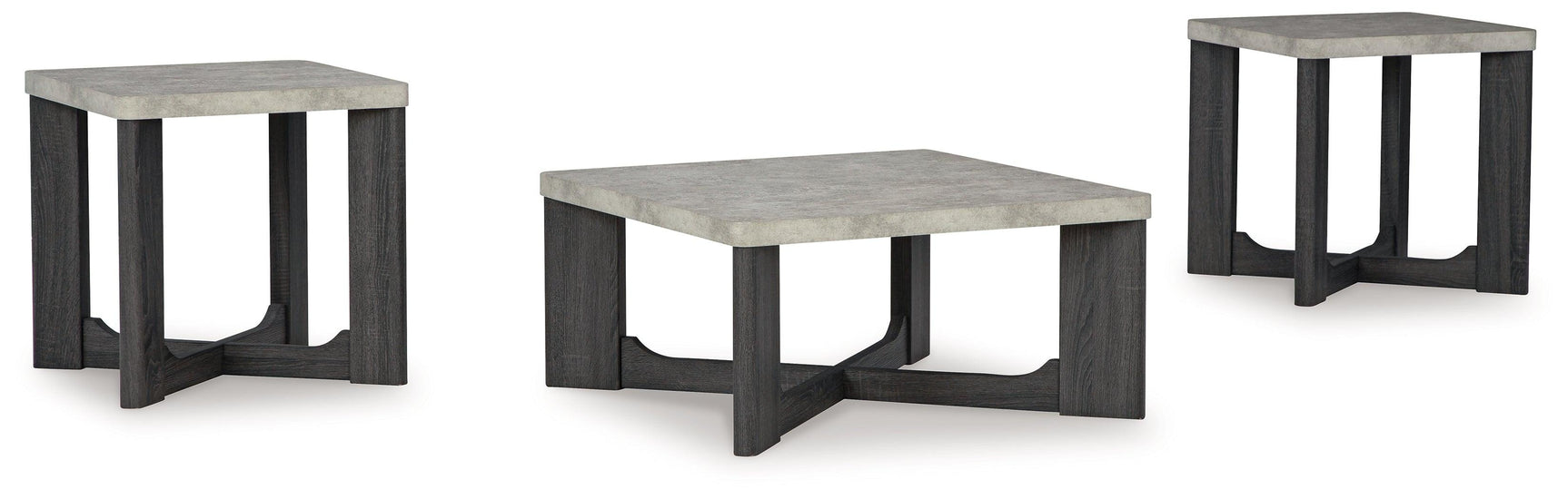 Sharstorm Two-Tone Gray end table corner view showing contemporary design