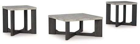 Sharstorm Two-Tone Gray end table corner view showing contemporary design