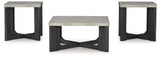 Sharstorm Two-Tone Gray table set front view with coffee and two end tables